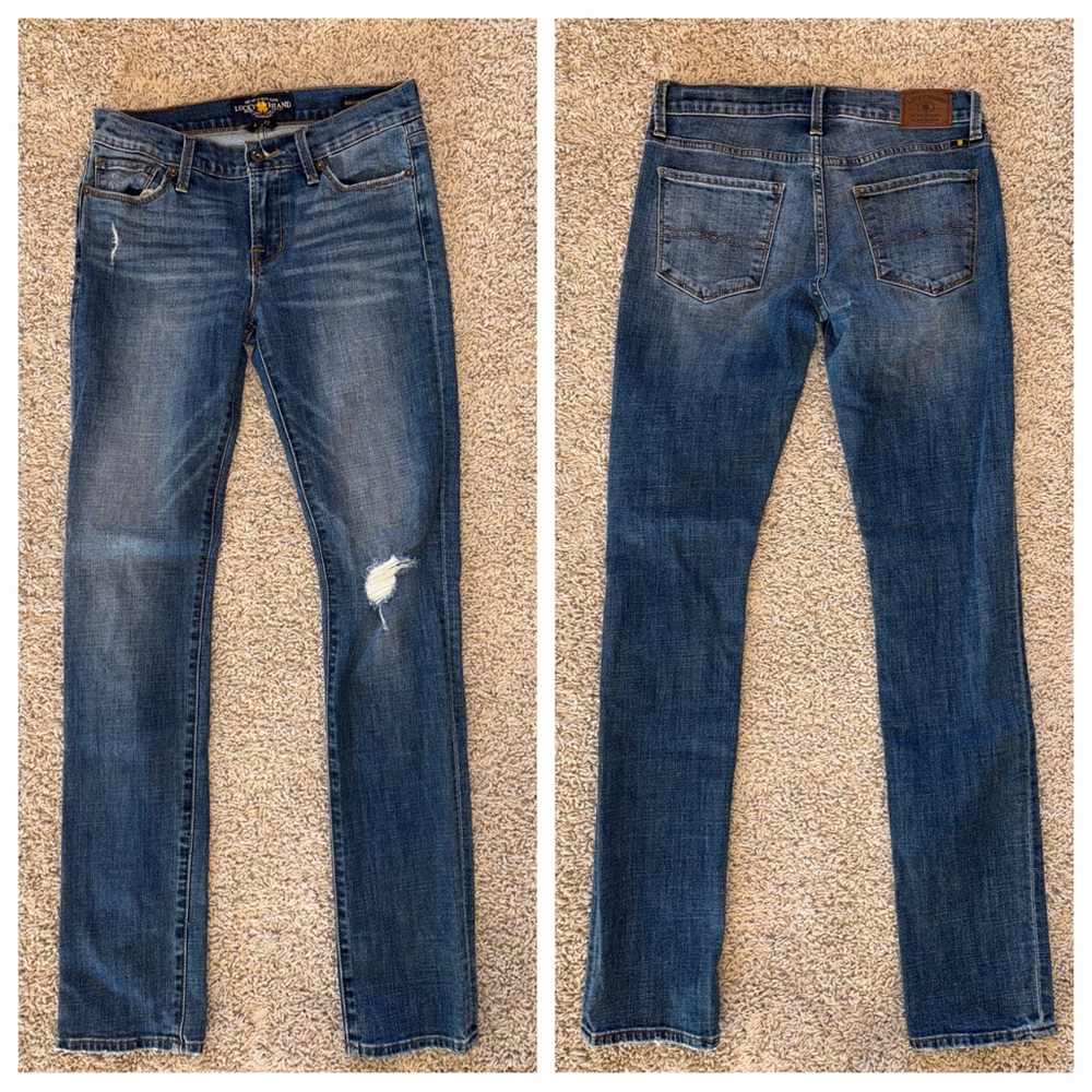 Lucky Brand Brooke Straight Jeans Distressed Blue Size 4 / 27